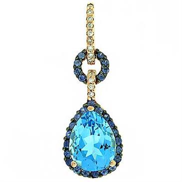 Prima Diamond, Blue Topaz And Sapphire Pendant (with Chain)