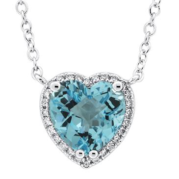 Prima Diamond & Blue Topaz Heart Pendant on Chain