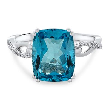 Prima Diamond & Blue Topaz Ring