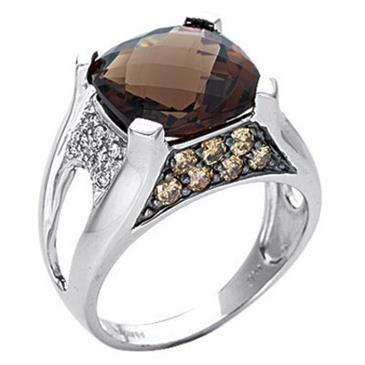 Prima Diamond, Chocolate Diamond And Smokey Quartz Ring