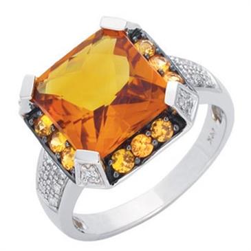 Prima Diamond, Citrine And Yellow Sapphire Ring