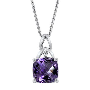 Prima Diamond & Cushion Amethyst Pendant