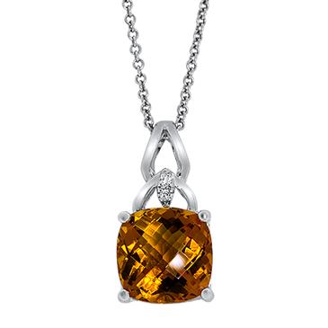 Prima Diamond & Cushion Citrine Pendant