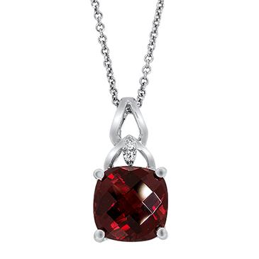 Prima Diamond & Cushion Garnet Pendant