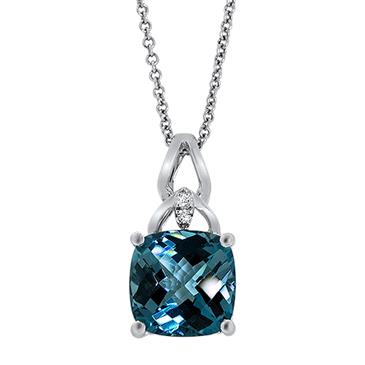 Prima Diamond & Cushion London Blue Pendant