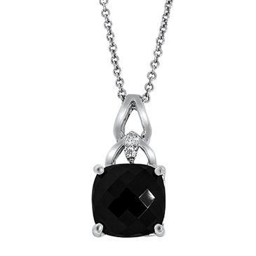 Prima Diamond & Cushion Onyx Pendant