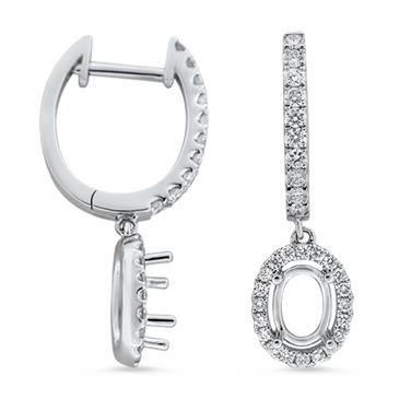 Prima Diamond Drop Earrings (7x5MM Center)