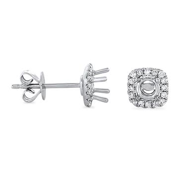 Prima Diamond Halo Semi Mount Earrings