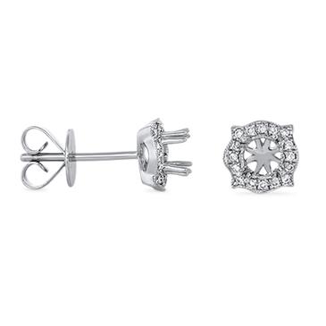 Prima Diamond Halo Semi Mount Earrings