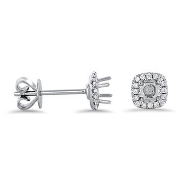 Prima Diamond Halo Semi Mount Earrings