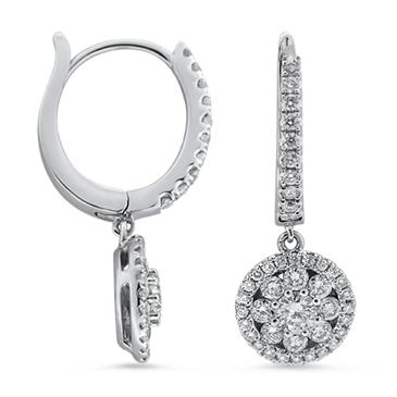 Prima Diamond Hoop Cluster Drop Earrings