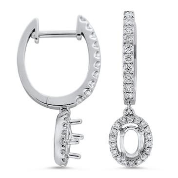 Prima Diamond Hoop Drop Earrings (6x4MM Center)