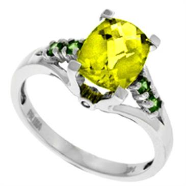 Prima Diamond, Lemon Quartz & Tsavorite Ring