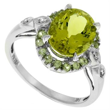 Prima Diamond, Lemon Quartz And Peridot Ring