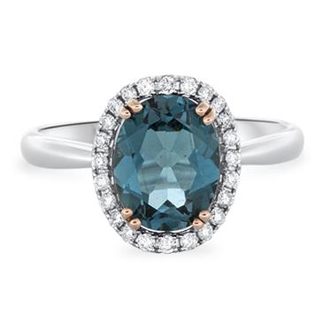 Prima Diamond & London Blue Oval Two Tone Ring