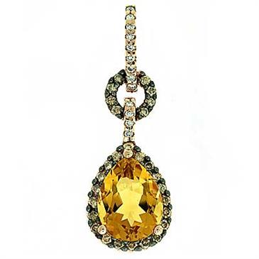 Prima Diamond, Madera Citrine And Chocolate Diamond Pendant (with Chain)