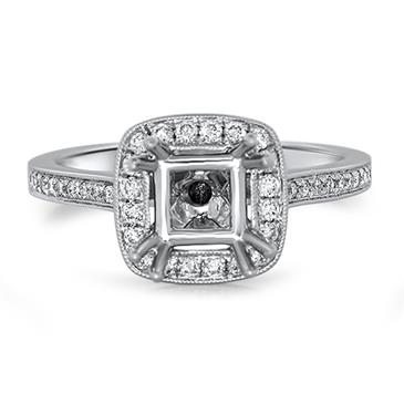 Prima Diamond Millgrain Halo Eng Ring