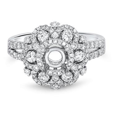 Prima Diamond Engagement Flower Halo Ring