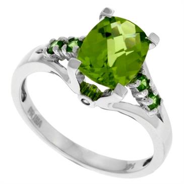 Prima Diamond, Peridot And Tsavorite Ring