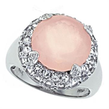 Prima Diamond, Rose Quartz And White Topaz Ring