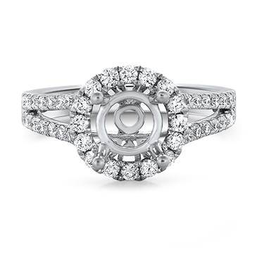 Prima Diamond Round Halo Split Shank Eng Ring