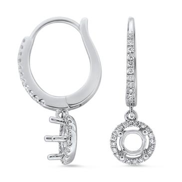 Prima Diamond Semi Mount Hoop Drop Earrings