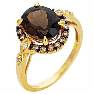 Prima Diamond, Smokey Quartz And Chocolate Diamond Ring