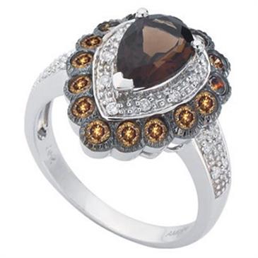 Prima Diamond, Smokey Quartz And Chocolate Diamond Ring