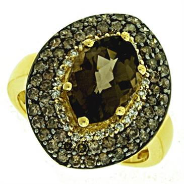 Prima Diamond, Smokey Quartz And Chocolate Diamond Ring