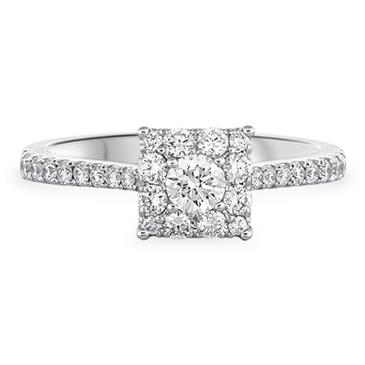 Prima Diamond Square Cluster Ring With Diamonds On Shank