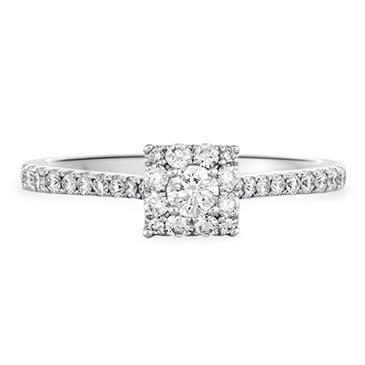 Prima Diamond Square Cluster Ring With Diamonds On Shank