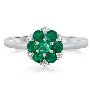 Prima Emerald & Diamond Cluster Ring