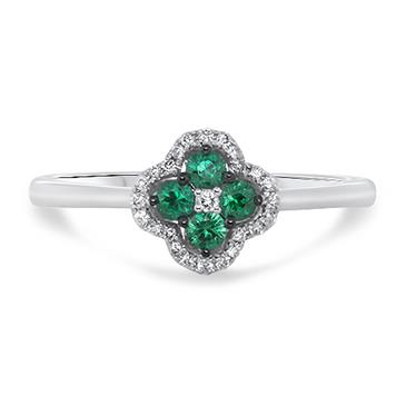 Prima Emerald & Diamond Mini Clover Cluster Ring