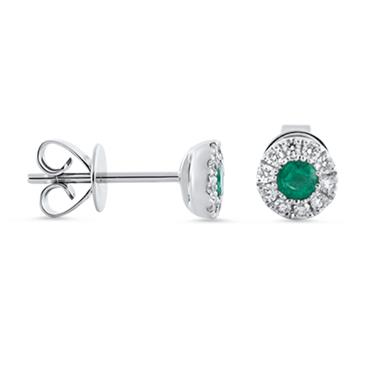 Prima Emerald & Diamond Stud Earring