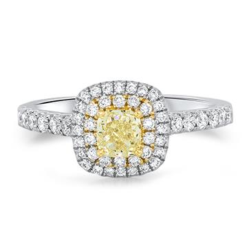 Prima Fancy Yellow Cushion Diamond Ring 