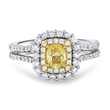 Prima Fancy Yellow Cushion Diamond Ring