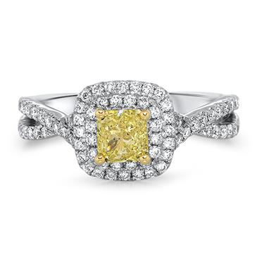 Prima Fancy Yellow Cushion Diamond Ring