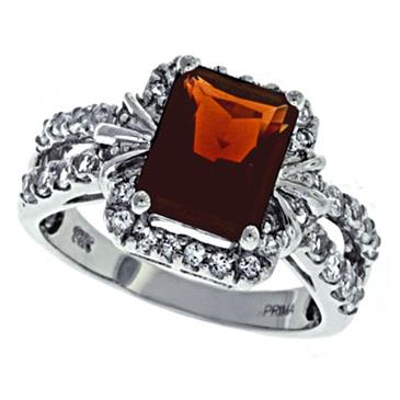 Prima Garnet And White Topaz Ring