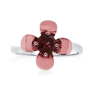 Prima Garnet Coated Flower Ring