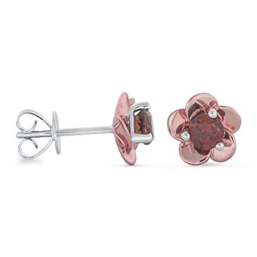 Prima Garnet Coated Mini Flower Earrings