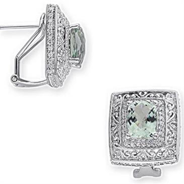 Prima Green Amethyst & Diamond Earrings