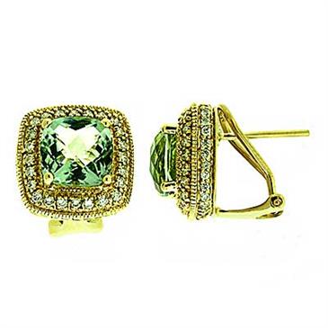 Prima Green Amethyst & Diamond Earrings