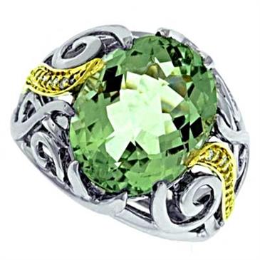 Prima Green Amethyst & Diamond Ring