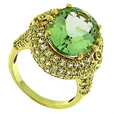 Prima Green Amethyst And White Topaz Ring