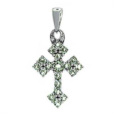 Prima Green Amethyst & Diamond Cross Pendant