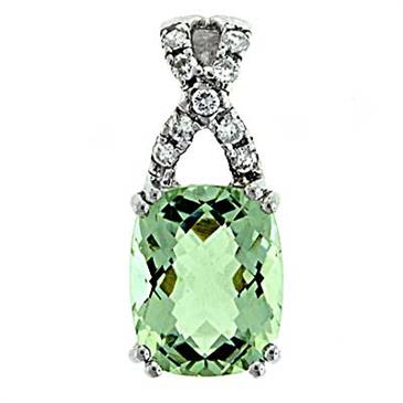 Prima Green Amethyst & Diamond Pendant