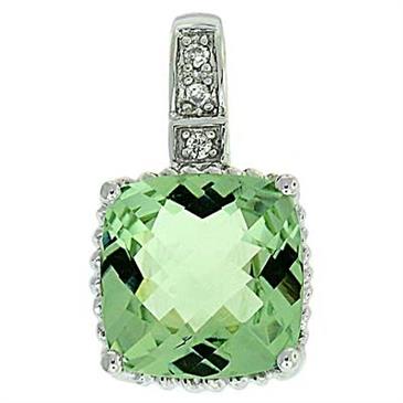 Prima Green Amethyst & Diamond Pendant