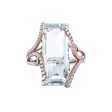 Prima Green Amethyst & Diamond Ring