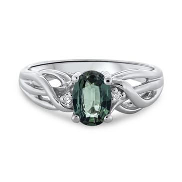 Prima Green Sapphire & Diamond Ring