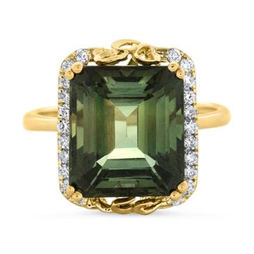 Prima Green Tourmaline & Diamond Ring